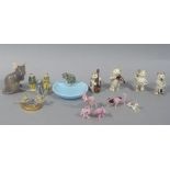 A small quantity of vintage glass and ceramic miniature animals, chinese figures etc