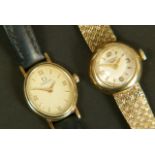 A Longines lady's wristwatch in 9ct gold case on an integral Milanese bracelet c.1958, signed 17