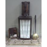 A miniature display cabinet, and Art Deco style display cabinet, a copper and brass warming pan with