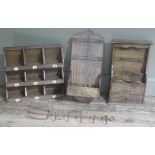 A reproduction kitchen wall shelf, a reproduction wooden Welsh dresser style stationery shelf,