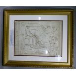 A late 18th century pen and ink drawing of a classical relief on paper by D & C Blauw of Holland