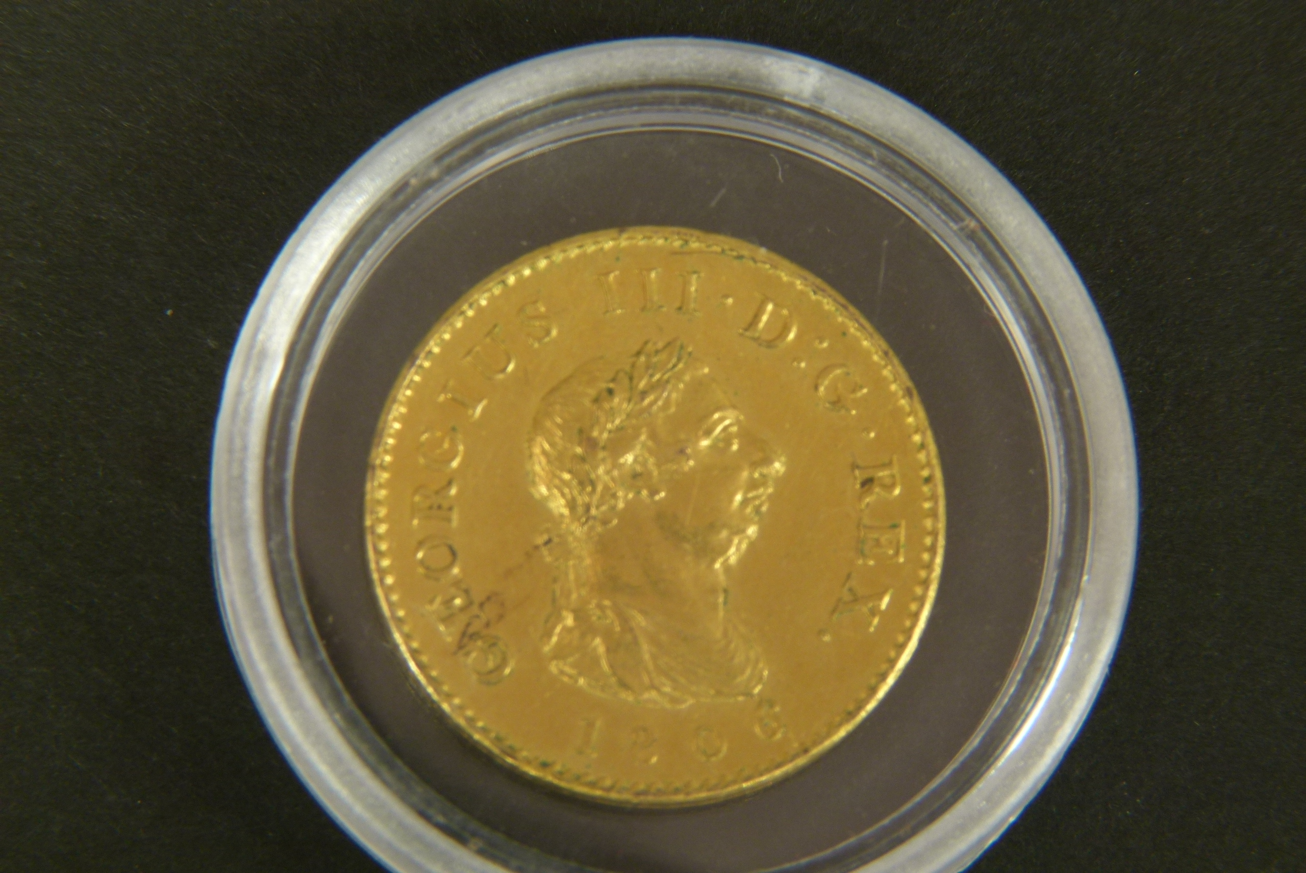 A gilt copper 1806 farthing, Matthew Bolton, Birmingham, Soho Mint, Laureate bust facing - Image 2 of 2