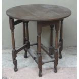 An old reproduction oak gateleg table in late 17th century style, 73cm wide