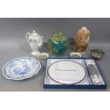 A quantity of decorative porcelain items including, Victorian plate, Royal Worcester cake plate,