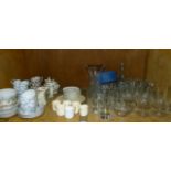 A quantity of decorative glass ware, blue and white China, tea service, Copeland Spode Chinese