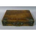 A 19th century French mahogany artist's box initialled and stamped for Paris, the hinged lid with