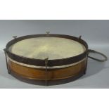 A vintage drum with parchment face and adjustable screws, 52cm diameter