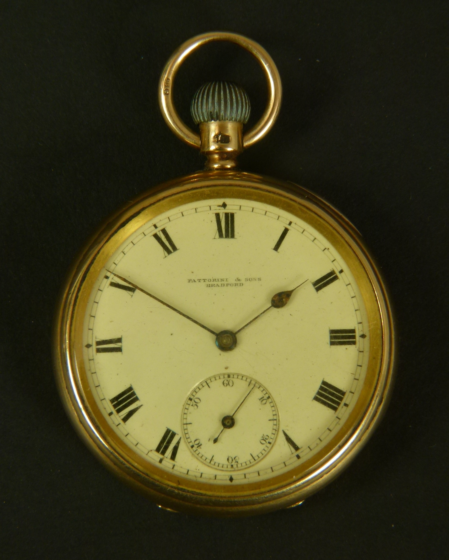 AN EDWARD VII OPEN FACED POCKET WATCH BY FATTORINIS & SON, BRADFORD in 18ct gold case No. 638,