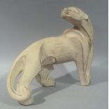 An Austin sculpture by Danel, 1996 of a prowling panther, beige gilt finish, 42cm long approximately