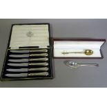 An Old English pattern silver teaspoon by Adie Brothers Ltd, London 1983; a Dutch silver gilt