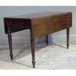 A 19th century mahogany Pembroke table with twin drop leaves, drawer to the apron and opposing dummy