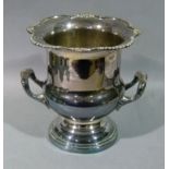 A Viners silver plated two handled champagne bucket in George III style with shell and gadroon