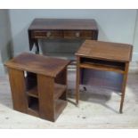 A mahogany open bookcase on square tapered legs, fitted brass castors, 56cm wide; together with