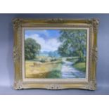Spencer Coleman - Summer harvesting scene, oil on canvas, signed lower right, 40cm x 50cm, framed