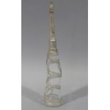A reproduction white metal mounted clear glass rosewater sprinkler, 27.5cm high