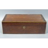 An early 19th century mahogany writing box with boxwood strung and coramandel cross banded