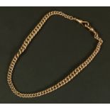 A George V 9ct gold watch chain by E Whitehouse & Son, Chester 1920, in graduated curb links with