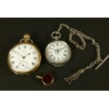A Waltham open faced pocket watch c.1920 in open faced rolled gold case No 48827, signed 15 jewelled