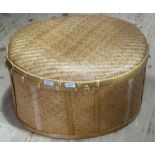 A seagrass and bamboo oval box and cover