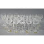 Eighteen cut glass hock glasses