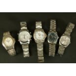Five fake Rolex gentleman's wristwatches all in base metal cases and bracelets