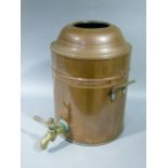 A copper two handled urn with brass spigot