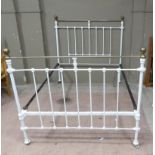A Victorian brass and white painted iron rail end bedstead of double size, with knob finials