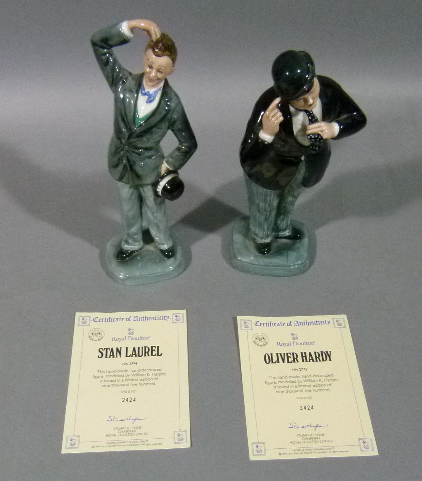 A Royal Doulton limited edition figure of Stan Laurel, number 2424, 24cm high, printed mark in - Image 2 of 4