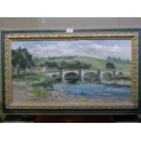 Angus Rands - Burnsall, oil on artist board, signed lower left, 39cm x 74cm, framed