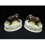 Two 19th Century Staffordshire Pottery Lidded Tureens, Modelled As Recumbent Elephants, (Damage To