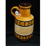 A Brown & Cream Ground West German Pottery Handled Vase, 16" High