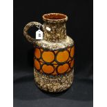 A Large West German Pottery Mottled Brown Handled Vase, 16" High