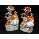 Two Staffordshire Pottery Red Riding Hood Spillholder Vases