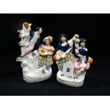 Two Staffordshire Pottery Figural Groups, 7" High