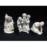 A Lladro Porcelain Figure Of Girl & Slippers, Together With Two Similar Groups (3)
