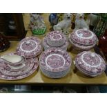 A Good Quantity Of Wedgwood Pink Transfer Decorated Landscape Pattern Dinnerware To Include A Large