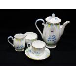 A Fifteen Piece Grafton China Bluebell Decorated Coffee Set (One Cup Damaged)
