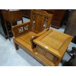 A 20th Century Oriental Hardwood Telephone Seat & Table With Vine Decoration