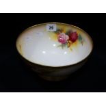 A Royal Worcester Circular Based Blush Ivory Ground Fruit Bowl With Painted Rose Sprays (AF)