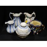 A Quantity Of Mixed Pottery To Include A Pair Of Staffordshire Blue & White Farmhouse Jugs (7)