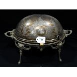 A Silver Plated Roll Top Breakfast Dish