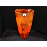 A Late 20th Century Orange Swirl Glass Vase, 15"