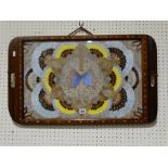 A Boxwood Inlaid & Butterfly Wing Decorated Serving Tray