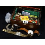 A 19th Century Mahogany Sewing Box Containing A Quantity Of Collectables