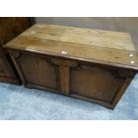 An 18th Century Style Oak Two Panel Front Blanket Chest