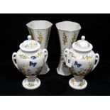 Two Pairs Of Aynsley China Cottage Garden Pattern Vases