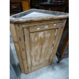 An Antique Stripped Pine Hanging Corner Cupboard