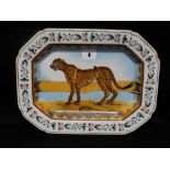A 20th Century Oriental Meat Plate, Decorated With A Cheetah