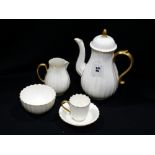 A Fifteen Piece Royal Worcester White & Gilt Decorated Coffee Set