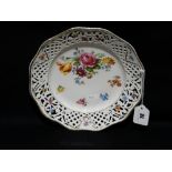 A Floral Decorated Reticulated Dresden Plate